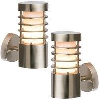 Loops 2 PACK IP44 Outdoor Wall Light Stainless Steel Open Lantern Traditional Porch in Metallics