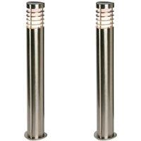 Loops 2 PACK Outdoor Garden Bollard Light Brushed Steel 9.2W Path LED Lamp Post IP44 in Metallics