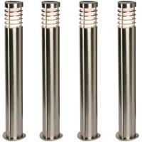 Loops 4 PACK Outdoor Garden Bollard Light Brushed Steel 9.2W Path LED Lamp Post IP44 in Metallics