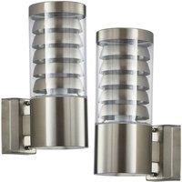 Loops 2 PACK IP44 Outdoor Wall Lamp Stainless Steel Staggered Light Clear Porch Round in Metallics