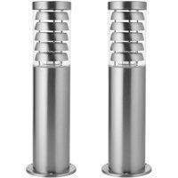 Loops 2 PACK Outdoor Garden Bollard Light Stainless Steel Outside Path LED Lamp Post in Metallics