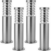 Loops 4 PACK Outdoor Garden Bollard Light Stainless Steel Outside Path LED Lamp Post in Metallics