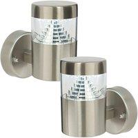 Loops 2 PACK IP44 Outdoor Wall Light Brushed Steel LED Lamp Stepped Outdoor Garden in Metallics