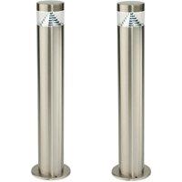 Loops 2 PACK Outdoor Garden Bollard Light Steel Pyramid Cool White LED Lamp Post IP44