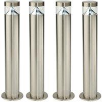 Loops 4 PACK Outdoor Garden Bollard Light Steel Pyramid Cool White LED Lamp Post IP44 in Metallics
