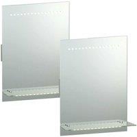 Loops 2 PACK IP44 LED Bathroom Mirror 50cm x 39cm Vanity Light Shelf & Shaver Socket | Size: 50 cm x 39 cm