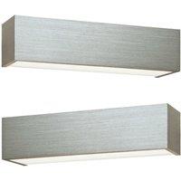 Loops 2 PACK LED Box Wall Light Warm White Brushed Aluminium & Frosted Glass Lamp