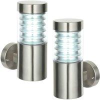 Loops 2 PACK IP44 Outdoor Wall Light Steel Spiralled Clear Shade Porch Outdoor Lamp in Metallics