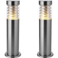 Loops 2 PACK Outdoor IP44 Bollard Light Marine Grade Steel Lamp Post Garden Patio in Metallics