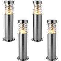 Loops 4 PACK Outdoor IP44 Bollard Light Marine Grade Steel Lamp Post Garden Patio in Metallics