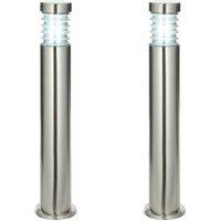 Loops 2 PACK Outdoor IP44 Bollard Light Marine Grade Steel Lamp Post Garden Driveway in Metallics