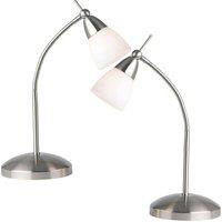 Loops 2 PACK | Touch Dimmer Table Lamp Light Satin Chrome & Glass Shade Reading Task in Clear
