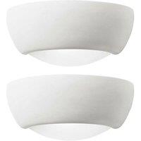 Loops 2 PACK Dimmable LED Wall Light Unglazed Ceramic Semi Dome Lounge Lamp Fitting
