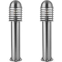 Loops 2 PACK Outdoor Post Bollard Light Polished Steel Vandal Proof External Pathway in Metallics
