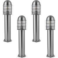 Loops 4 PACK Outdoor Post Bollard Light Polished Steel Vandal Proof External Pathway in Metallics