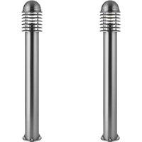 Loops 2 PACK 1m Outdoor Post Bollard Light Polished Steel Vandal Proof Pathway Lamp in Metallics