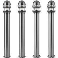 Loops 4 PACK 1m Outdoor Post Bollard Light Polished Steel Vandal Proof Pathway Lamp in Metallics