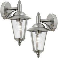 Loops 2 PACK IP44 Outdoor Wall Lamp Stainless Steel Traditional Lantern Porch Hang in Metallics