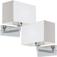 Loops 2 PACK Dimming LED Wall Light Chrome & White Shade Sleek Rectangle Lamp Fitting