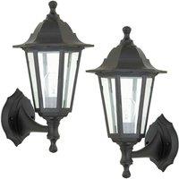 Loops 2 PACK IP44 Outdoor Wall Light Black Rust Proof Glass Lamp Traditional Lantern