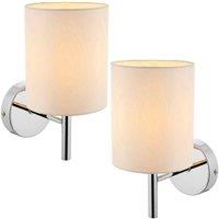 Loops 2 PACK Dimmable LED Wall Light Chrome & Off-White Shade Modern Lamp Lighting in White