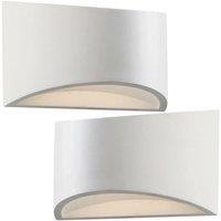 Loops 2 PACK 200mm LED Wall Light Warm White Primed White (ready to paint) Curved Lamp