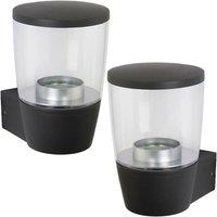 Loops 2 PACK IP44 Outdoor Wall Light Modern Cool White Round LED Candle Tea Light Lamp