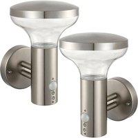 Loops 2 PACK IP44 Outdoor LED Lamp Stainless Steel Wall PIR Light Porch Cool White