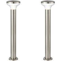 Loops 2 PACK Outdoor Post Bollard Light Marine Steel 1m LED Garden Driveway Path Lamp in Metallics