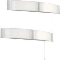 Loops 2 PACK LED Bathroom Wall Light 2x 6W Cool White IP44 Curved Chrome Mirror Lamp