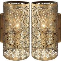 Loops 2 PACK Dimming LED Wall Light Pretty Brass Birds Steel Shade Modern Lamp Fitting in Metallics