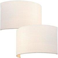 Loops 2 PACK Fabric LED Wall Light Vintage White Semi Circle Linen Shade Lamp Fitting