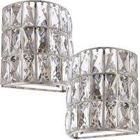 Loops 2 PACK Crystal LED Wall Light Chrome & Clear Glass Shade Pretty Dimmable Lamp