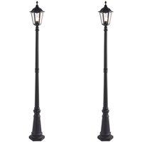 Loops 2 PACK Outdoor Post Lantern Bollard Light Matt Black & Glass 2180mm Tall Lamp