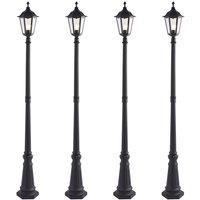 Loops 4 PACK Outdoor Post Lantern Bollard Light Matt Black & Glass 2180mm Tall Lamp