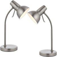 Loops 2 PACK | Adjustable Neck USB Desk Lamp Satin Nickel Metal Shade Table Work Light in Metallics