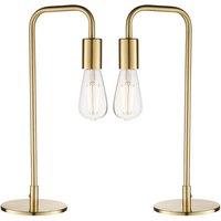 Loops 2 PACK Modern Hangman Table Lamp Brass Industrial Arm Bedside Desk Light Base in Metallics
