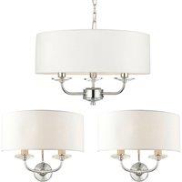 Loops 3 Bulb Ceiling Pendant Lamp & 2x Matching Twin Wall Light Modern Bright Nickel in Metallics