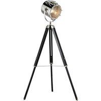 Loops Industrial Tripod Floor Lamp Matt Black E27 Theatre Spot Light Standing Height