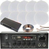 Loops Bluetooth Ceiling Music Kit 5 Zone Stereo Amplifier & 10x Mini Flush Speakers