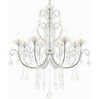 Loops Bathroom Ceiling Pendant Light Chrome & Crystal IP44 8 Bulb Hanging Lamp Rose