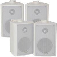 Loops 4x 70W 2 Way White Wall Mounted Stereo Speakers 4 8Ohm Compact Background Music