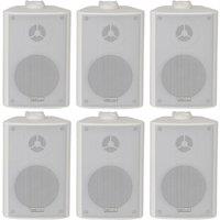 Loops 6x 70W 2 Way White Wall Mounted Stereo Speakers 4 8Ohm Compact Background Music