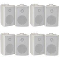 Loops 8x 70W 2 Way White Wall Mounted Stereo Speakers 4 8Ohm Compact Background Music