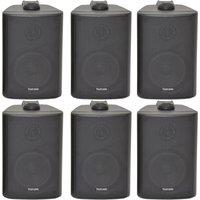 Loops 6x 70W 2 Way Black Wall Mounted Stereo Speakers 4 8Ohm Compact Background Music