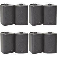 Loops 8x 70W 2 Way Black Wall Mounted Stereo Speakers 4 8Ohm Compact Background Music
