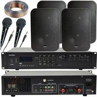 Loops 400W Bluetooth Sound System 4x Black 200W Wall Speaker Karaoke Amp & Microphones