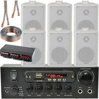 Loops Bluetooth Wall Speaker Kit 3 Zone Stereo Amp & 6x White Wall Background Music