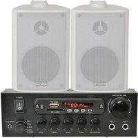 Loops Shop Bluetooth Music System 2x White Speakers & 110W Amp Background FM Radio