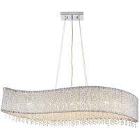 Loops Hanging Ceiling Linear Pendant Light Chrome & K9 Crystal Stunning Feature Lamp
